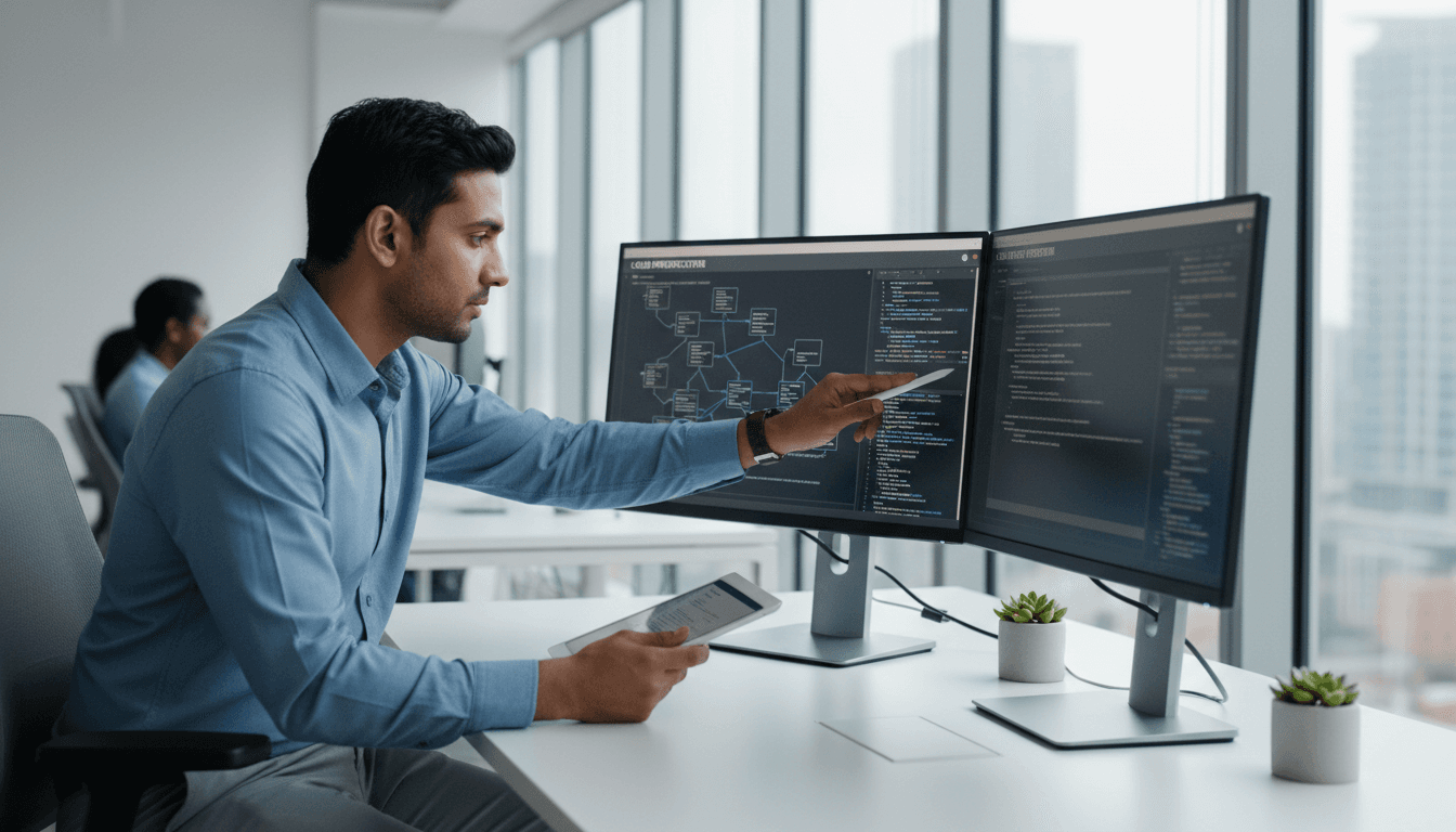 IT consultant at work in a modern office