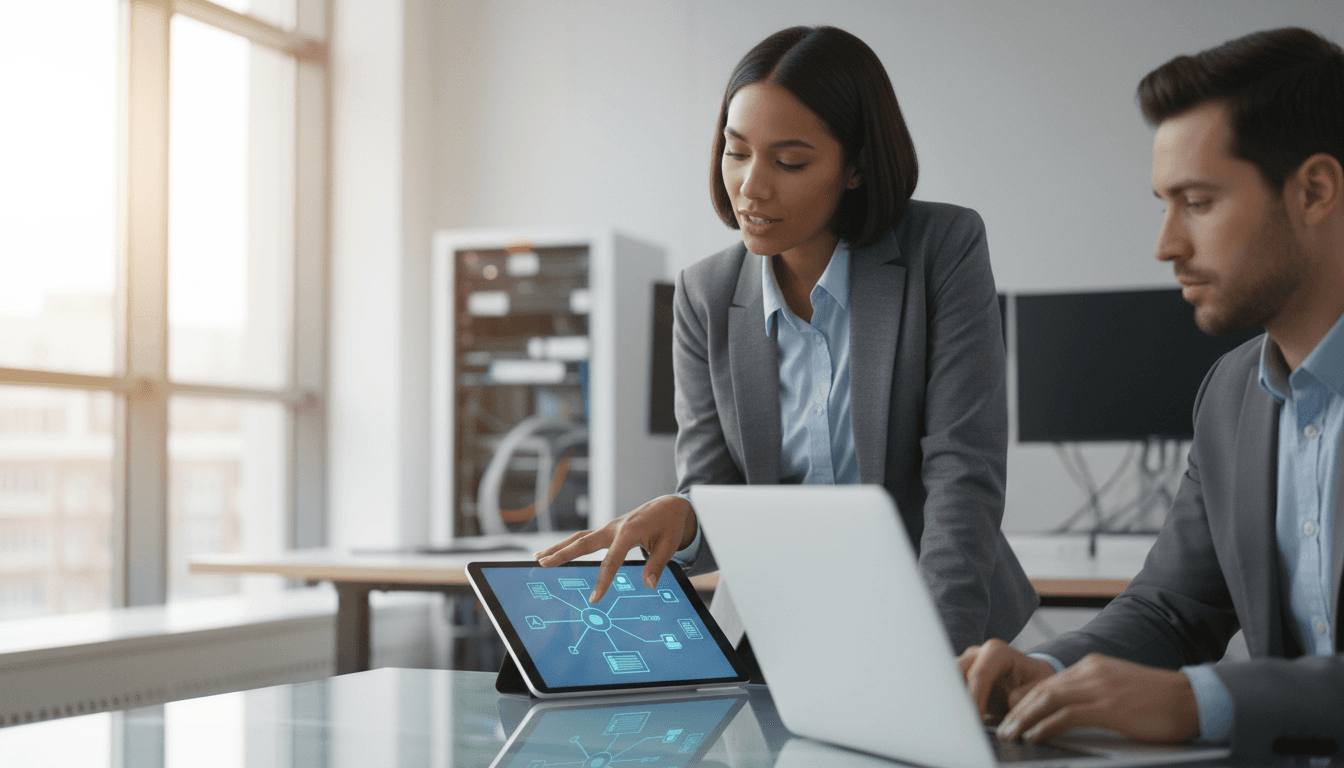 IT consultant discussing technology strategy with a client
